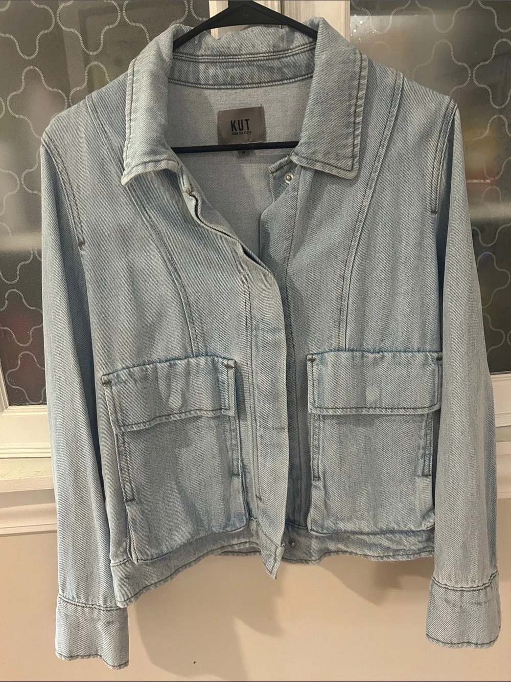 Kut from the Kloth Pale Blue Denim Jacket with Patch Pockets